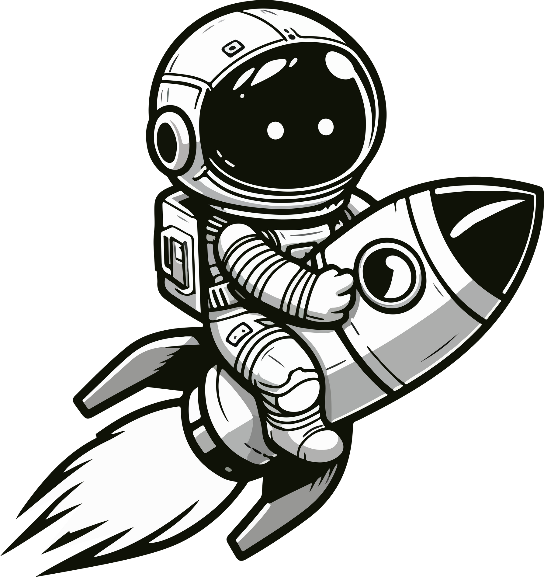 Astronaut Riding Rocket Hand-drawing